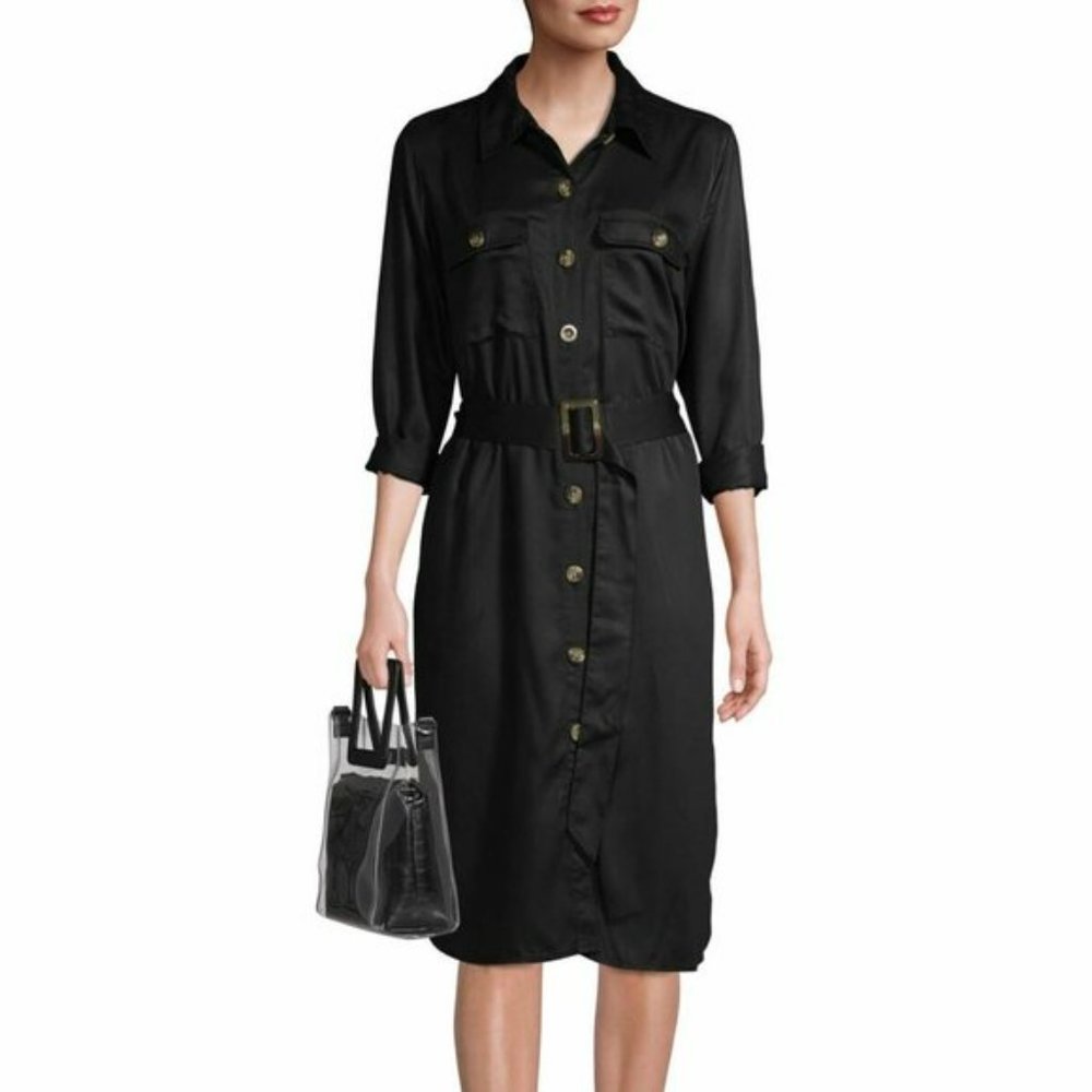 HiRich Black Shift Utility Shirtwaist Dress or open Duster Size Large (12…